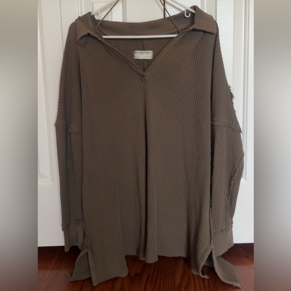 FP Movement by Free People Olive Waffle Knit Poncho